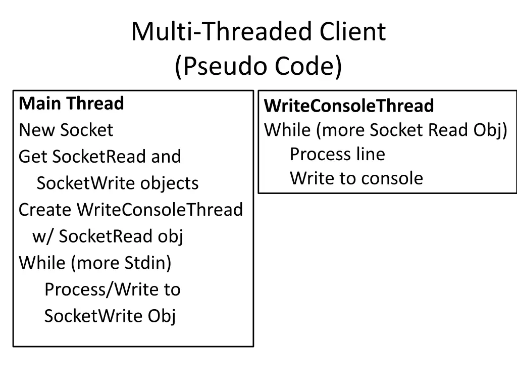 multi threaded client pseudo code