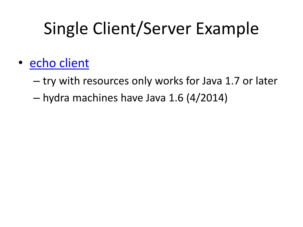single client server example