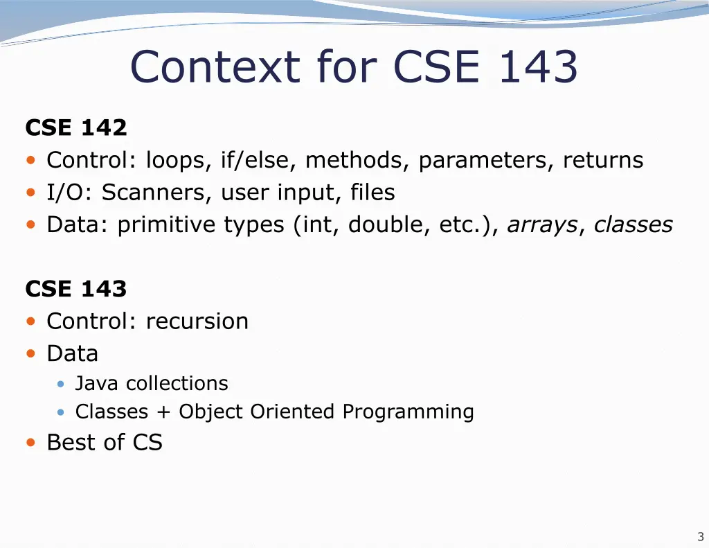 context for cse 143