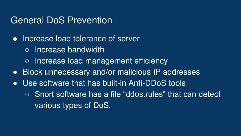 general dos prevention