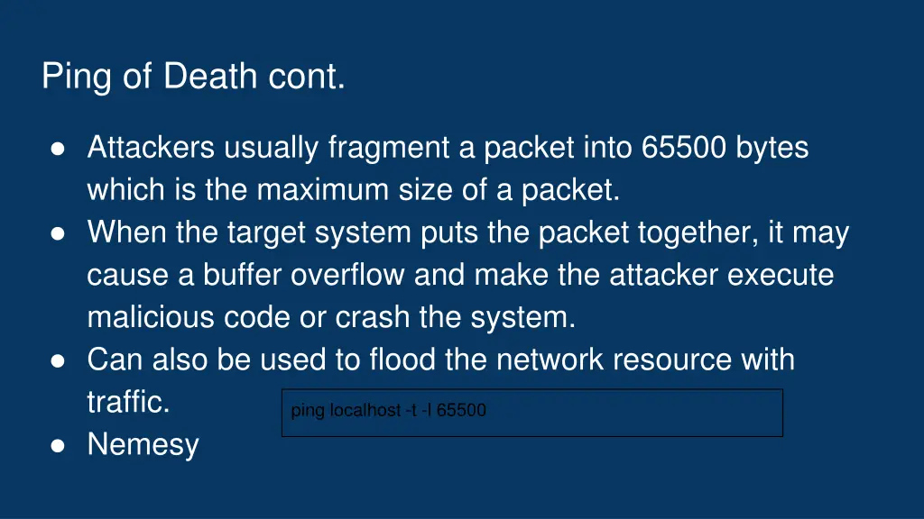 ping of death cont