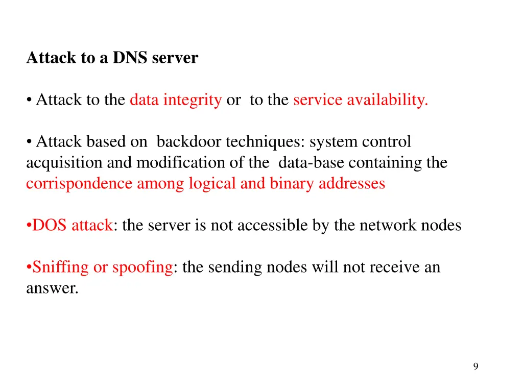 attack to a dns server