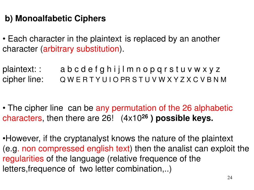 b monoalfabetic ciphers