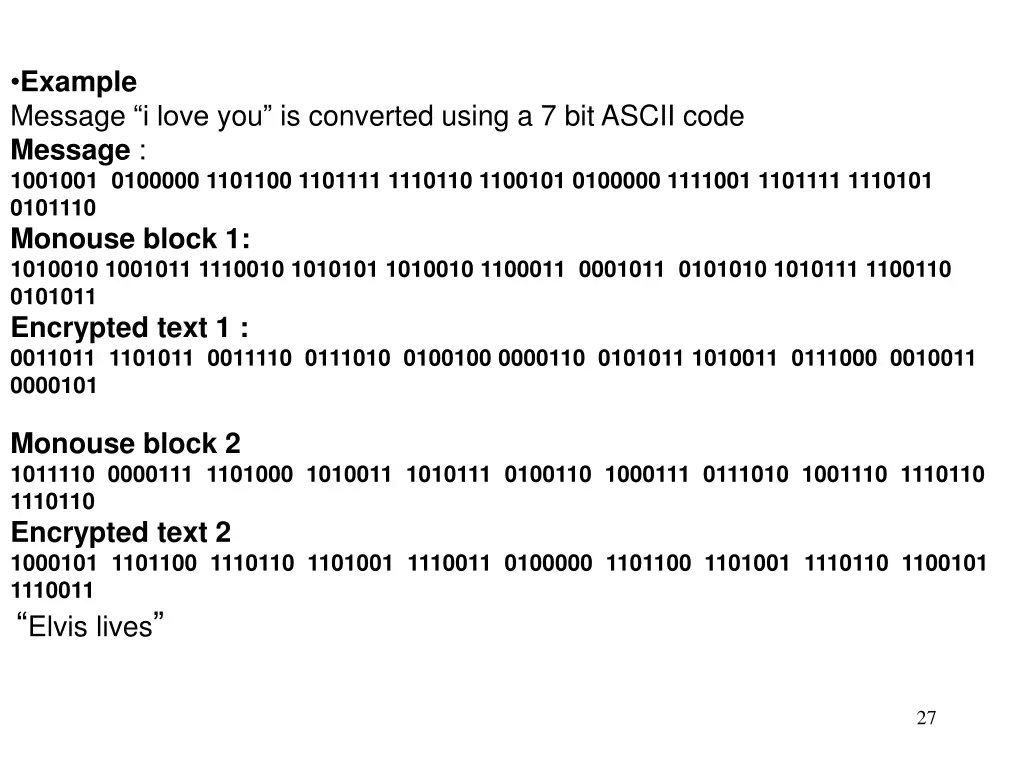 example message i love you is converted using