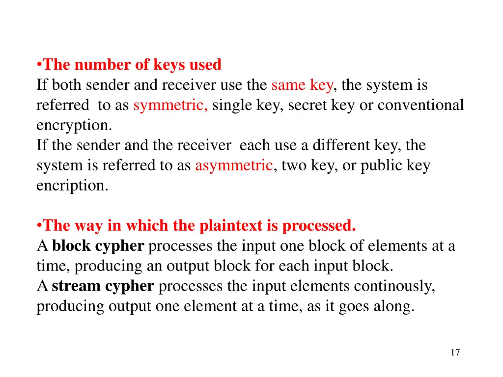 the number of keys used if both sender