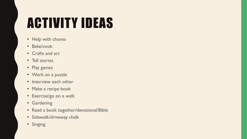 activity ideas