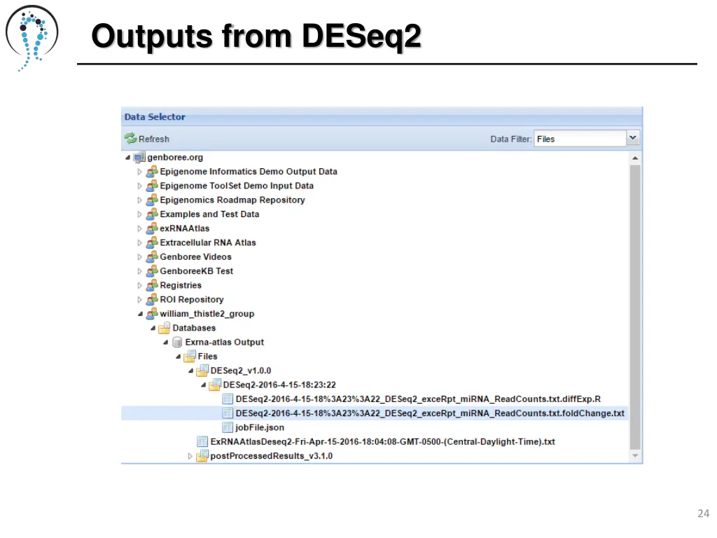 outputs from deseq2 1