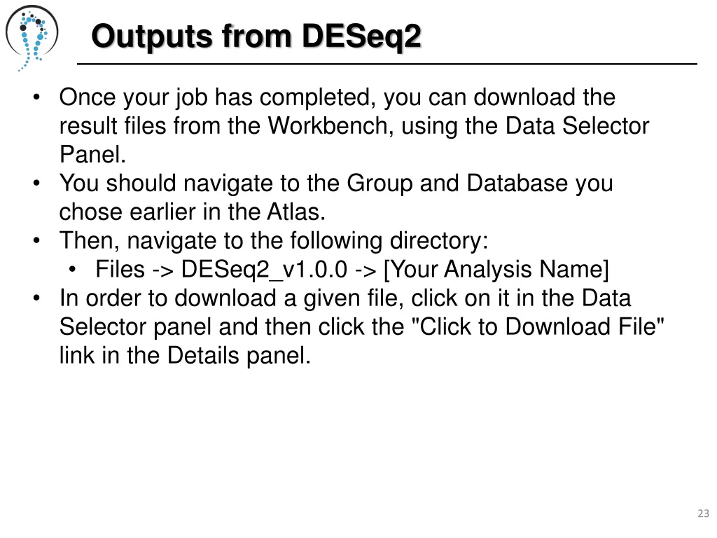 outputs from deseq2