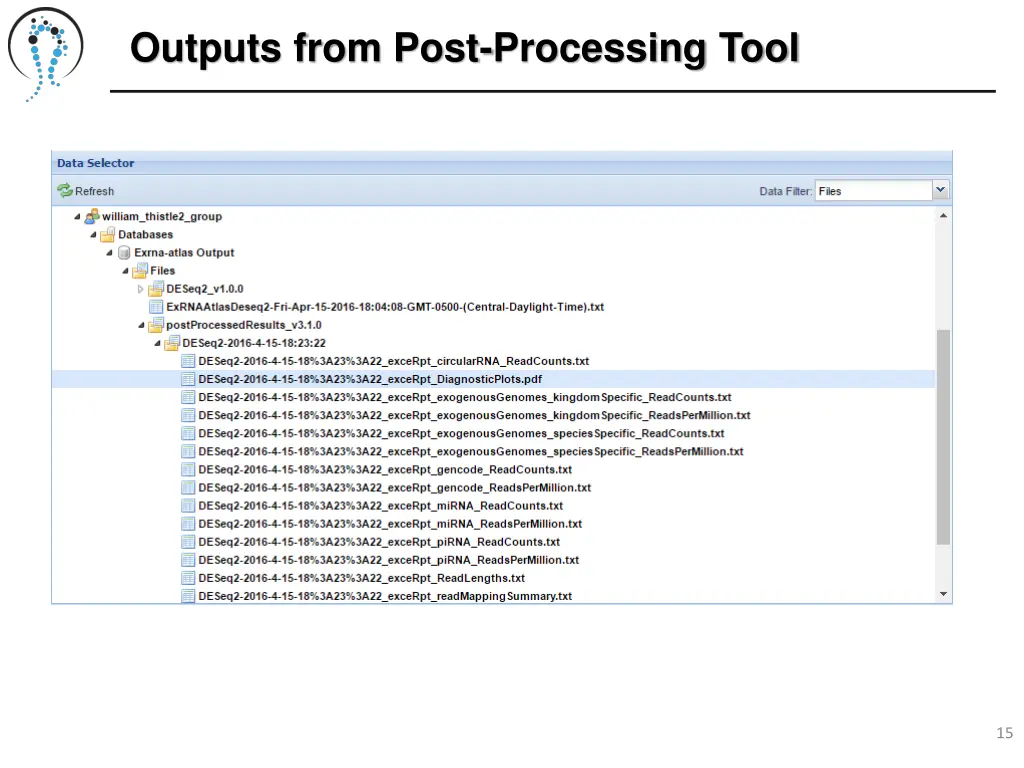 outputs from post processing tool 1