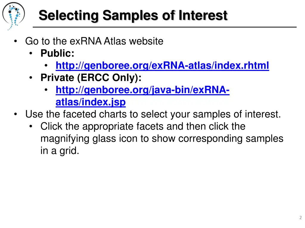 selecting samples of interest