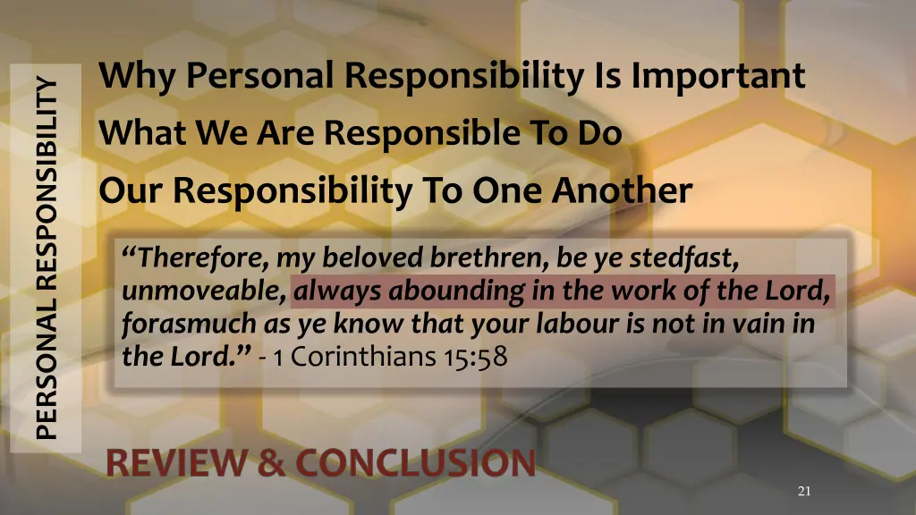 why personal responsibility is important what