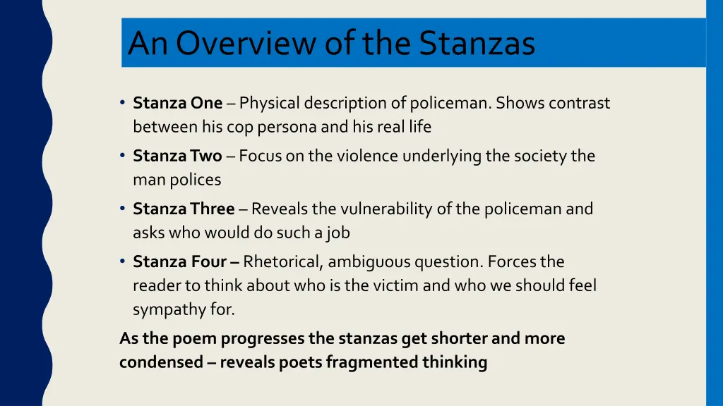 an overview of the stanzas