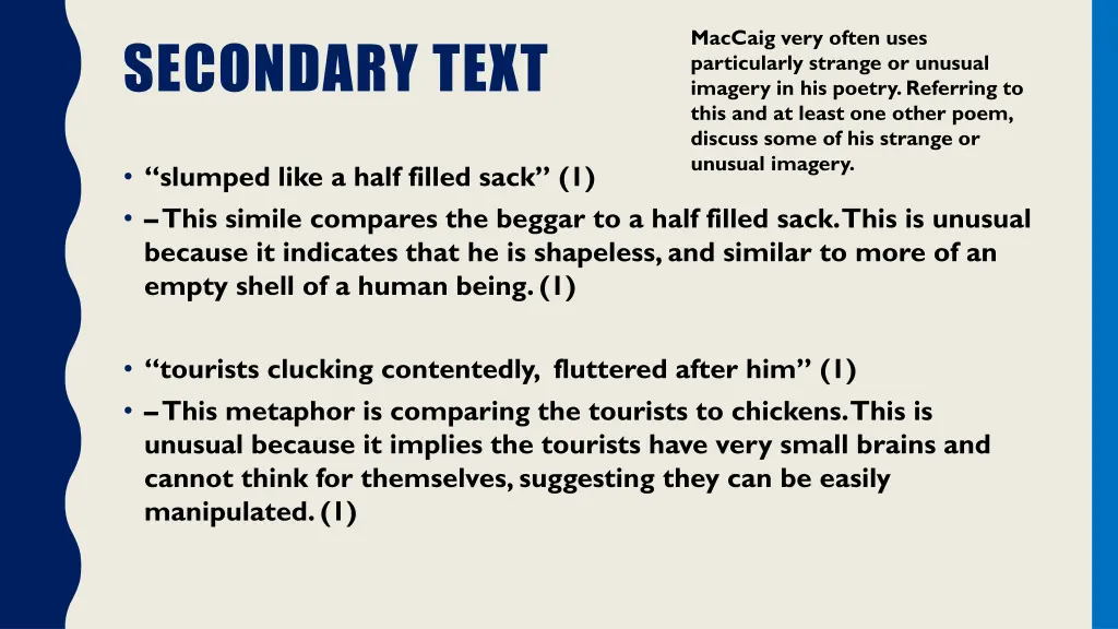 maccaig very often uses particularly strange