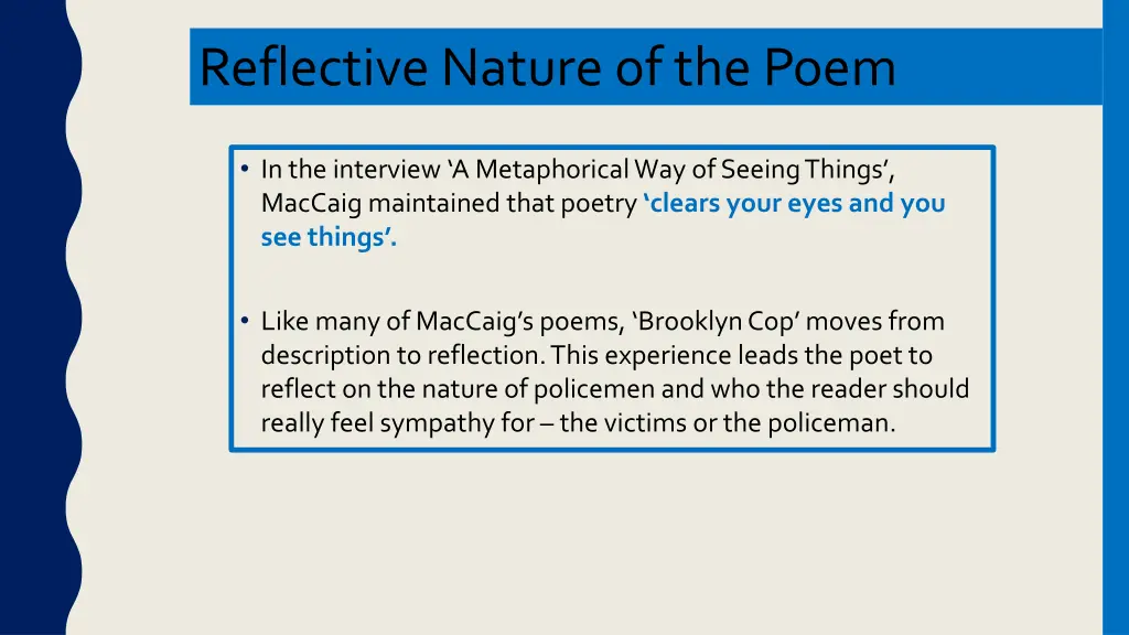reflective nature of the poem
