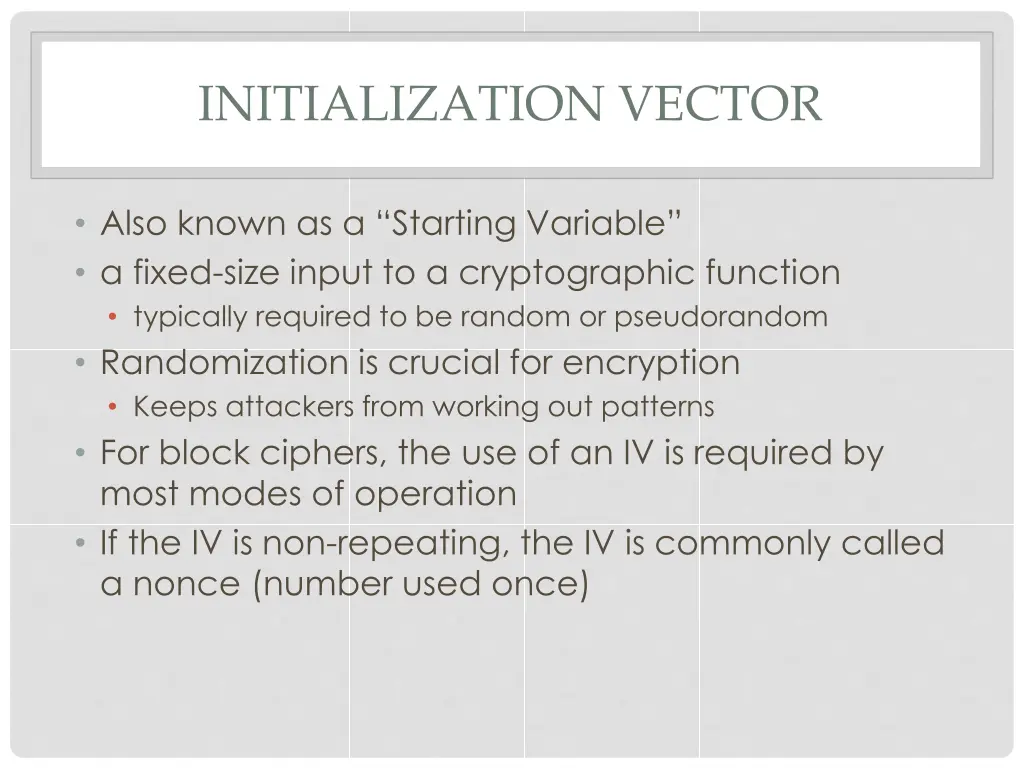 initialization vector