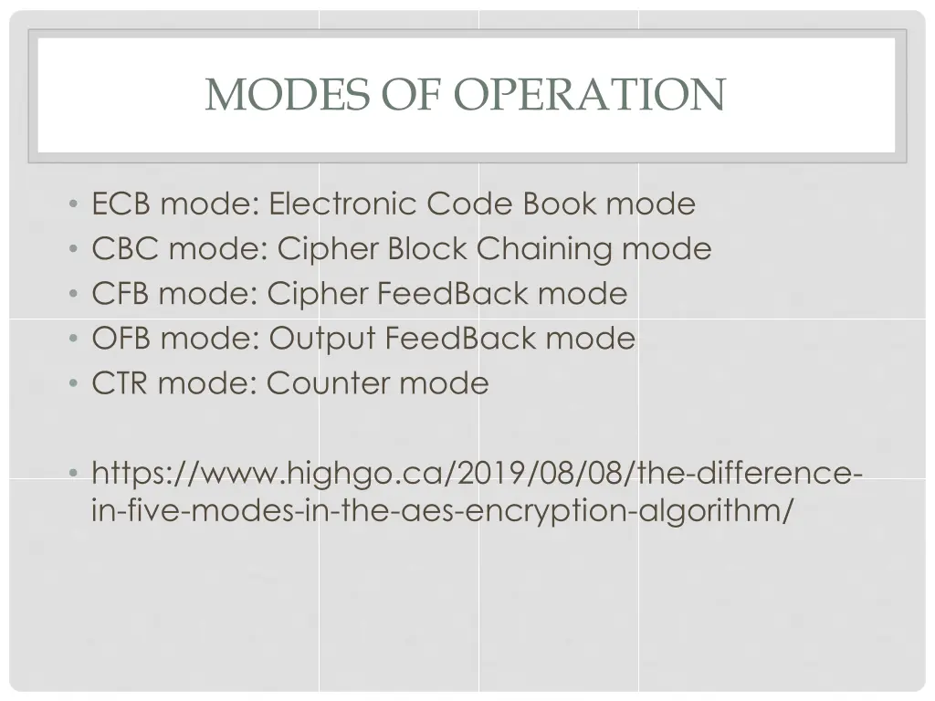 modes of operation