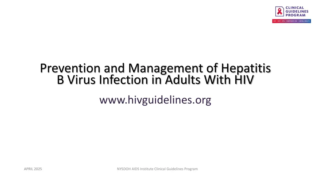 prevention and management of hepatitis b virus