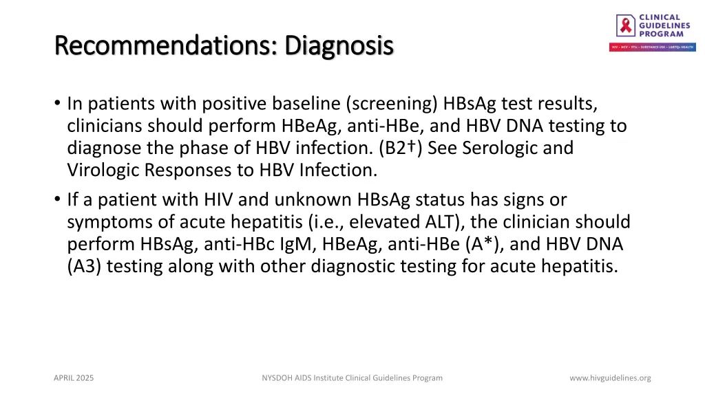 recommendations diagnosis recommendations