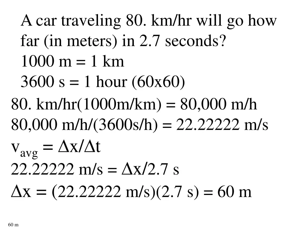 a car traveling 80 km hr will
