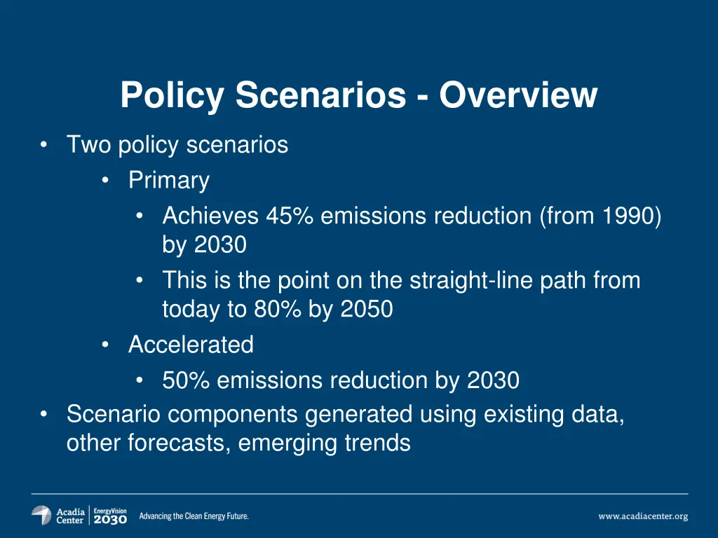 policy scenarios overview