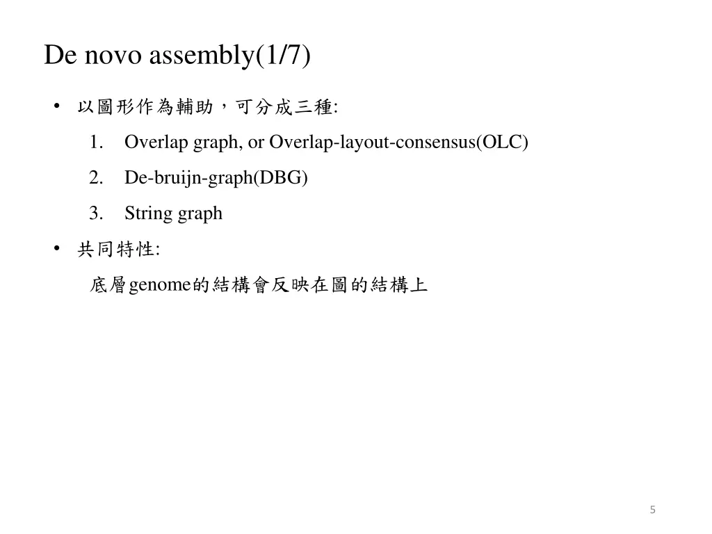 de novo assembly 1 7