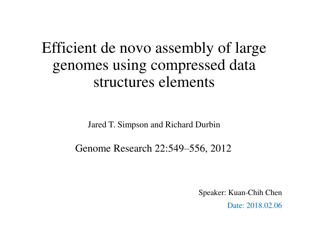 efficient de novo assembly of large genomes using