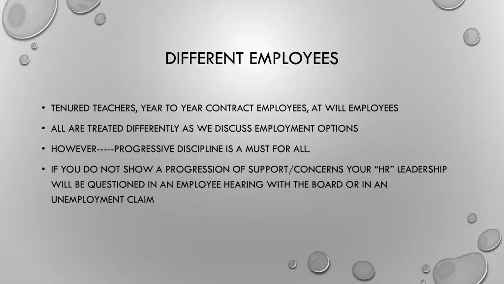 different employees