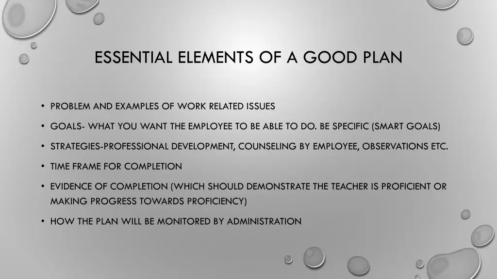 essential elements of a good plan