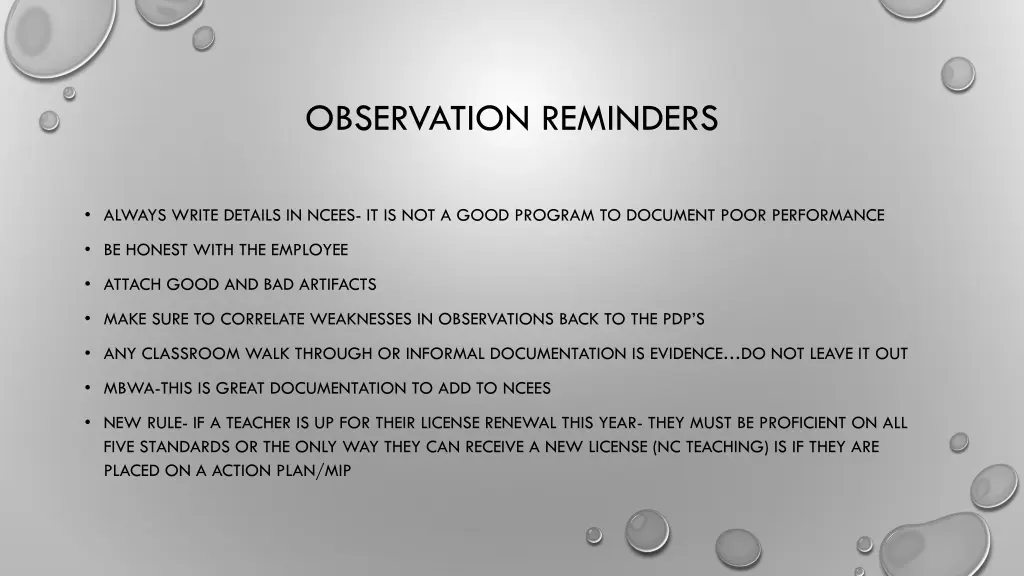 observation reminders