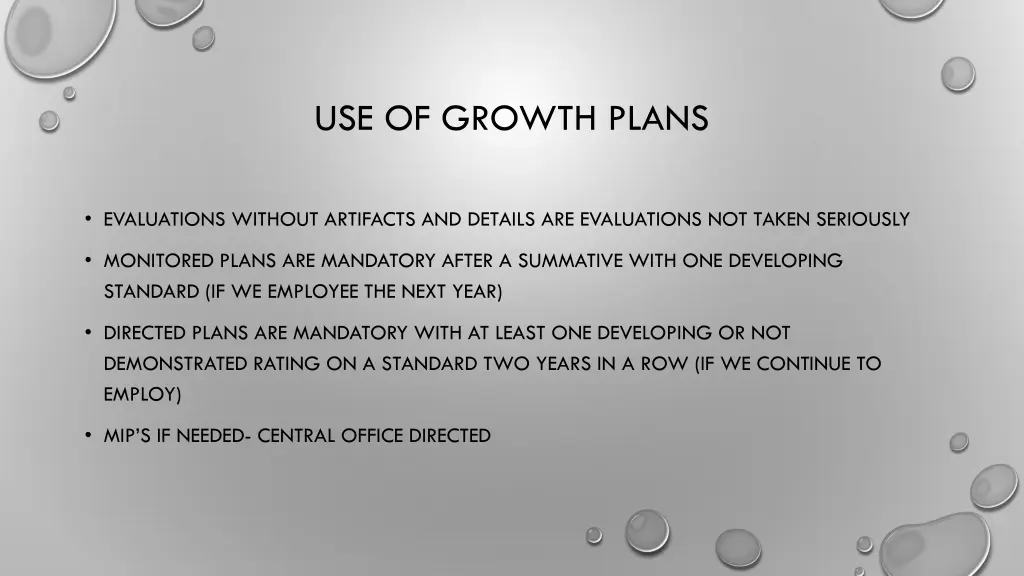 use of growth plans