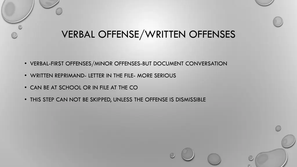 verbal offense written offenses