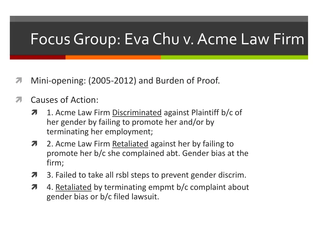 focus group eva chu v acme law firm