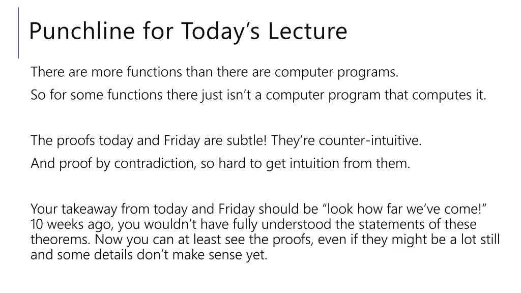 punchline for today s lecture
