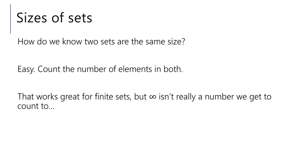 sizes of sets