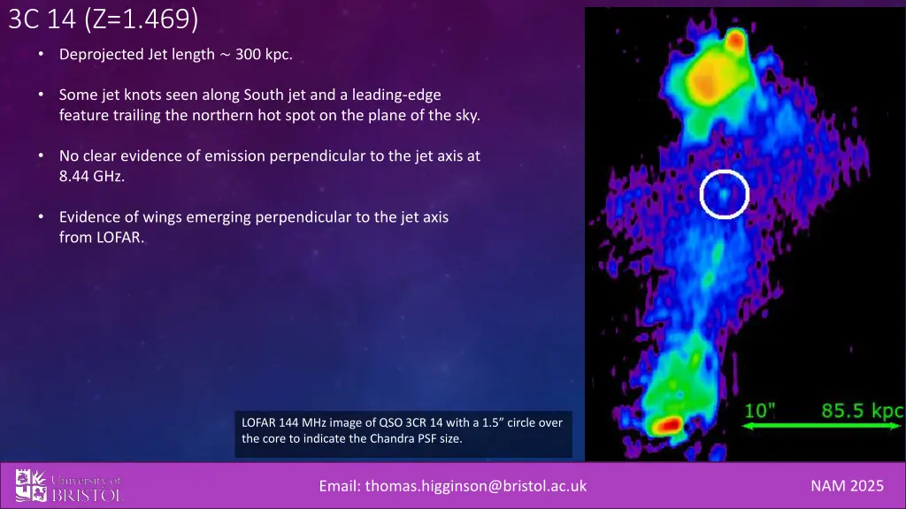 3c 14 z 1 469 deprojected jet length 300 kpc 1