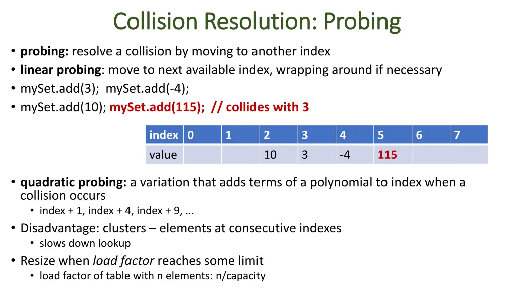 collision resolution probing collision resolution