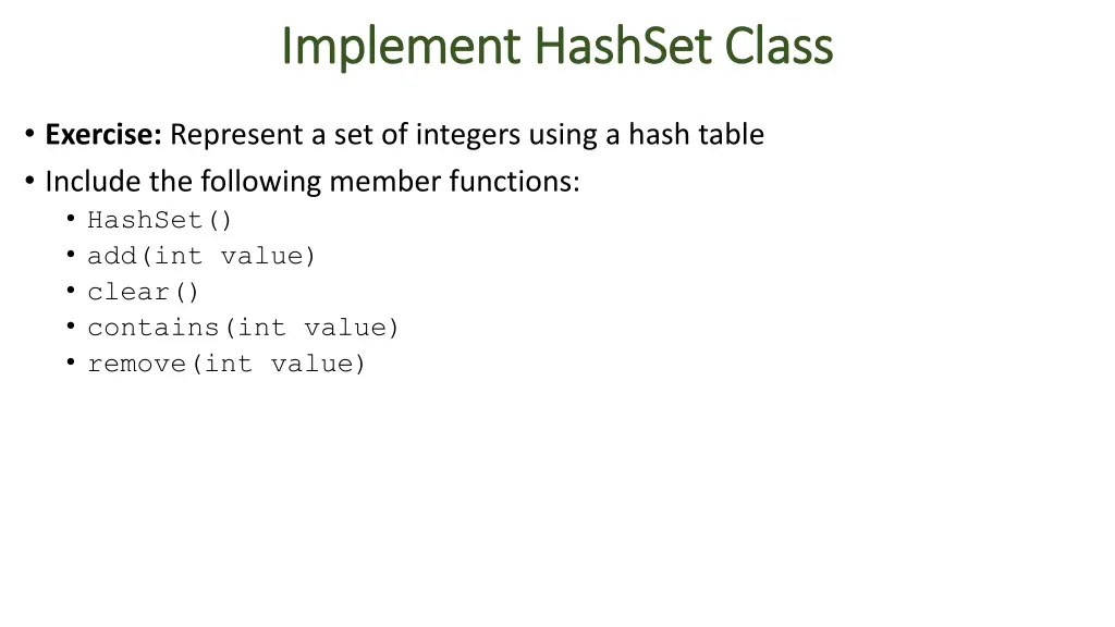 implement implement hashset