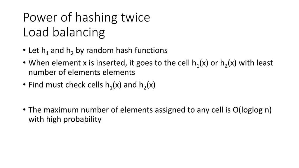 power of hashing twice load balancing