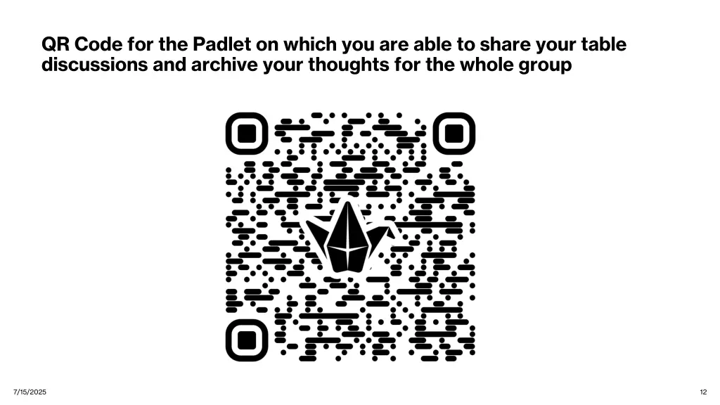qr code for the padlet on which you are able