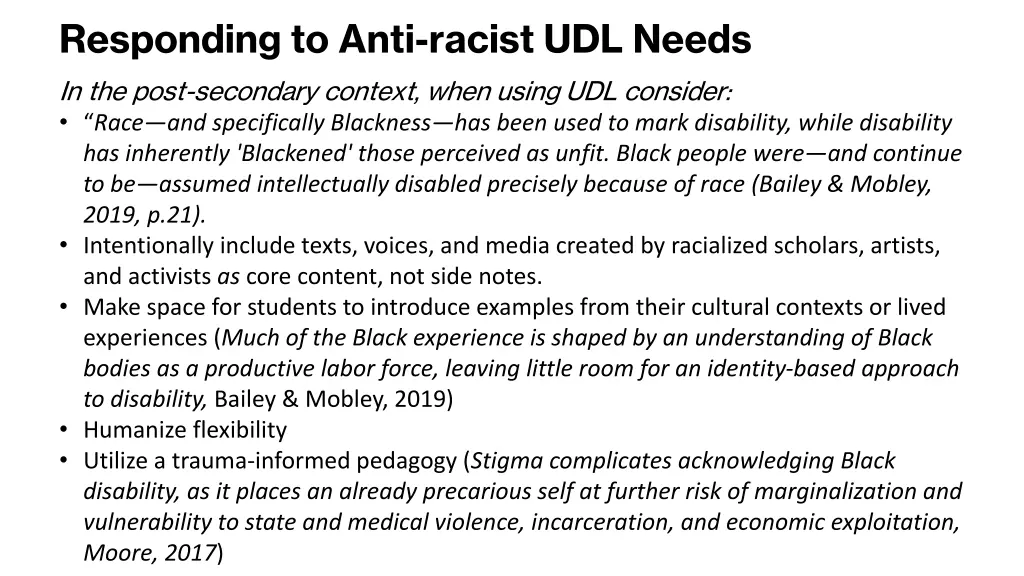 responding to anti racist udl needs in the post