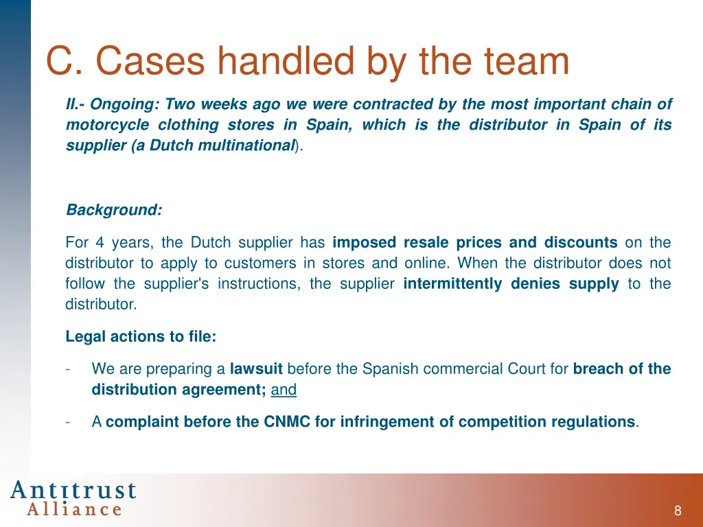 c cases handled by the team 1