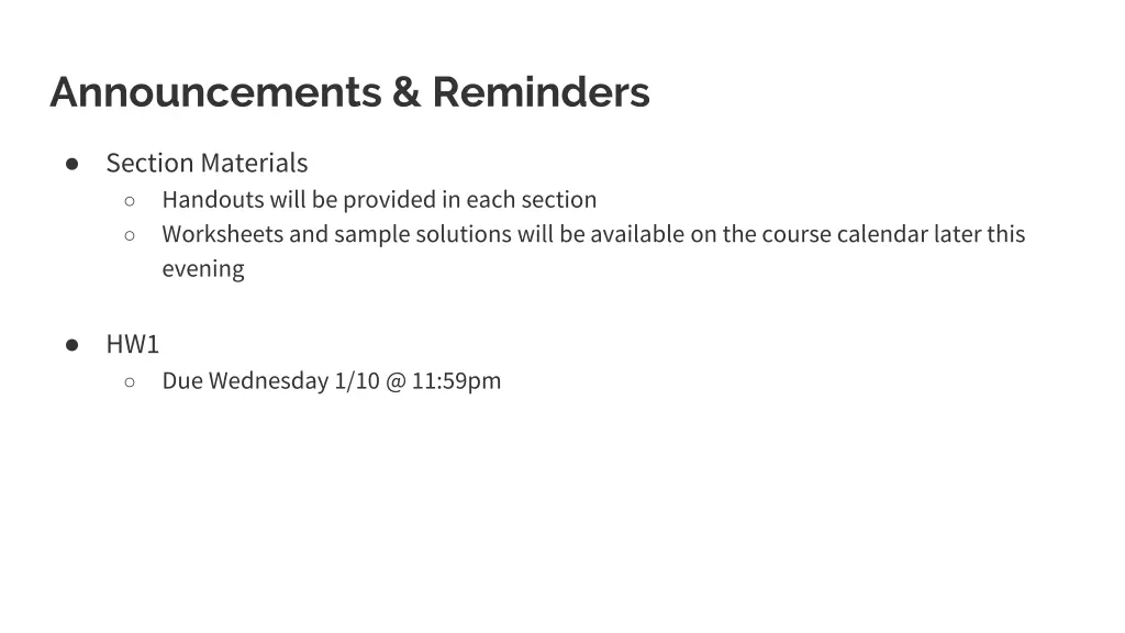 announcements reminders