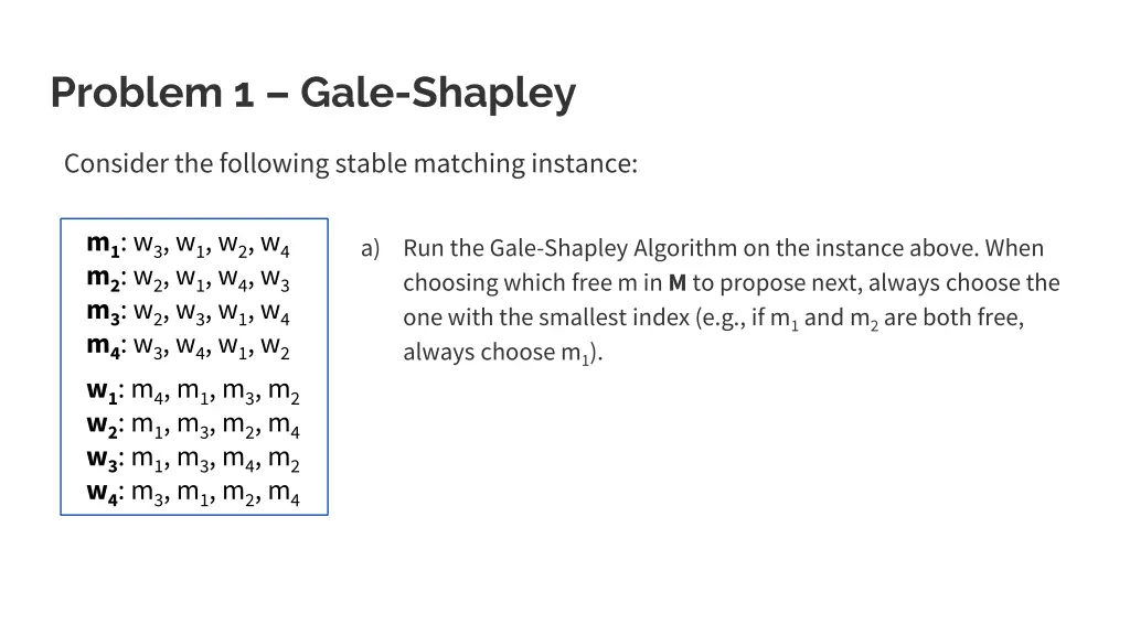 problem 1 gale shapley