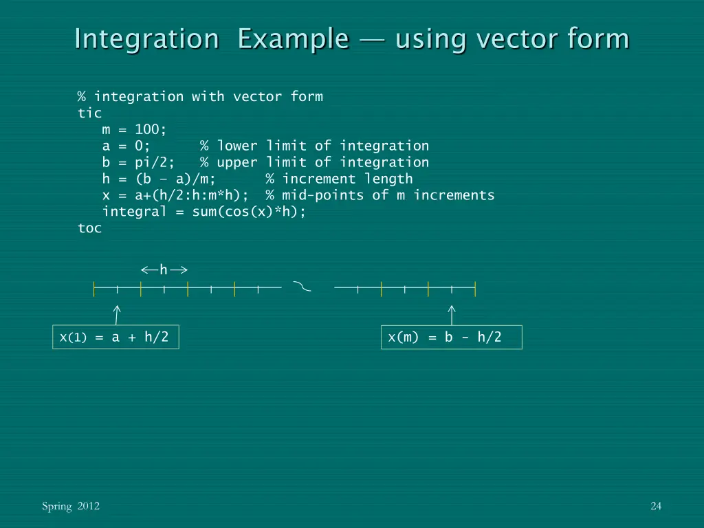 integration example using vector form