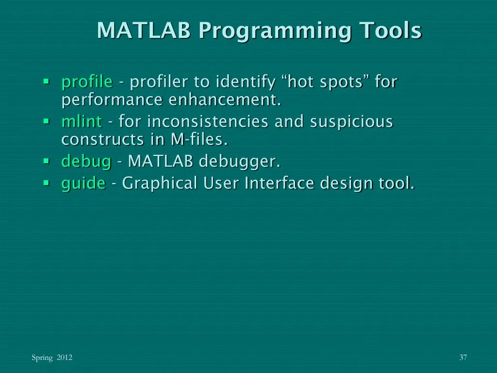 matlab programming tools