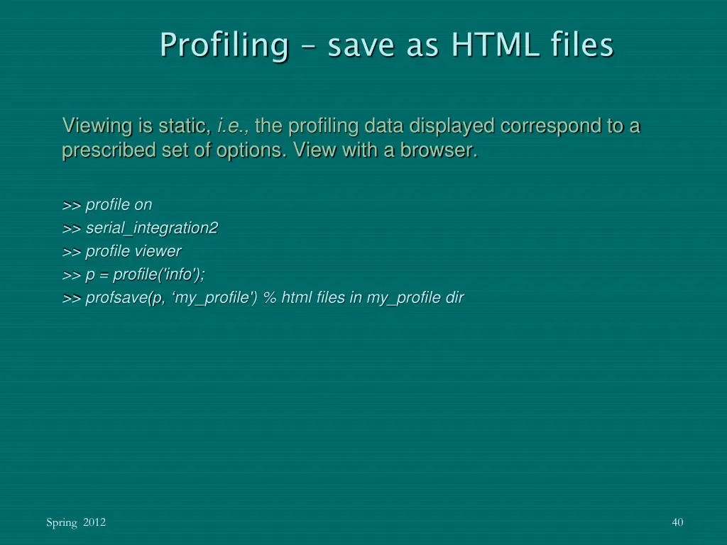 profiling save as html files