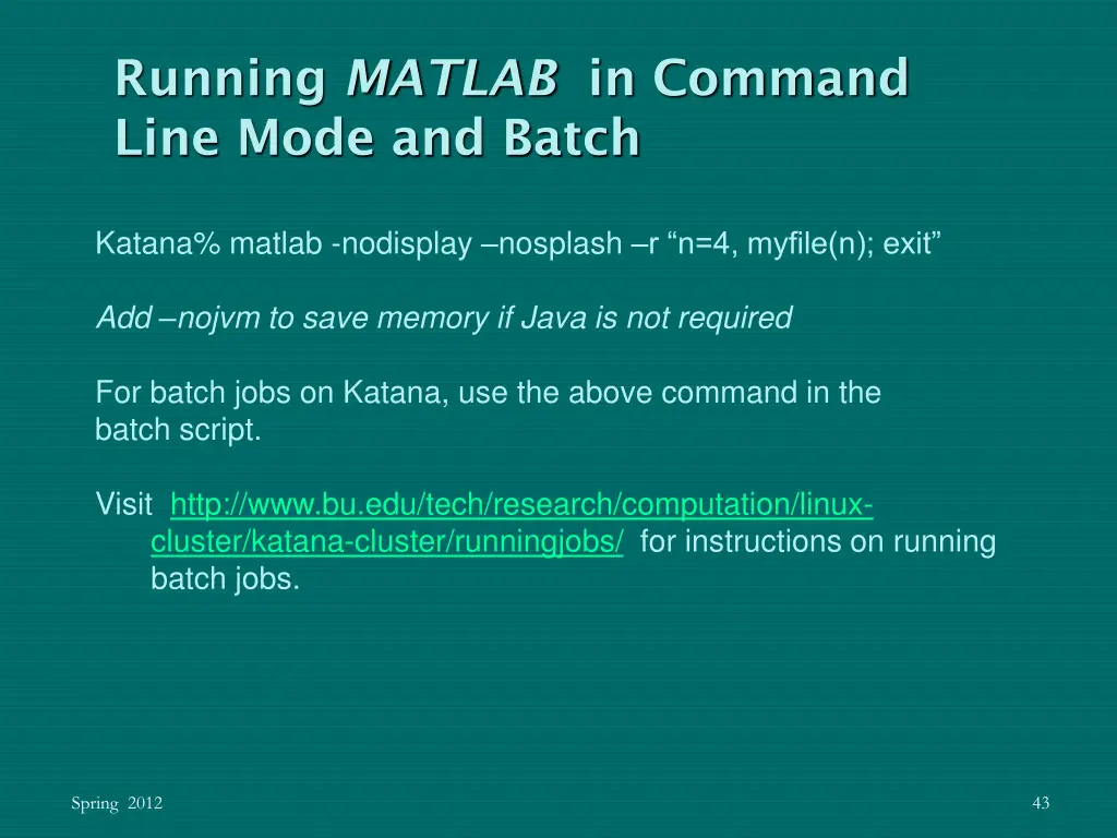 running matlab in command line mode and batch