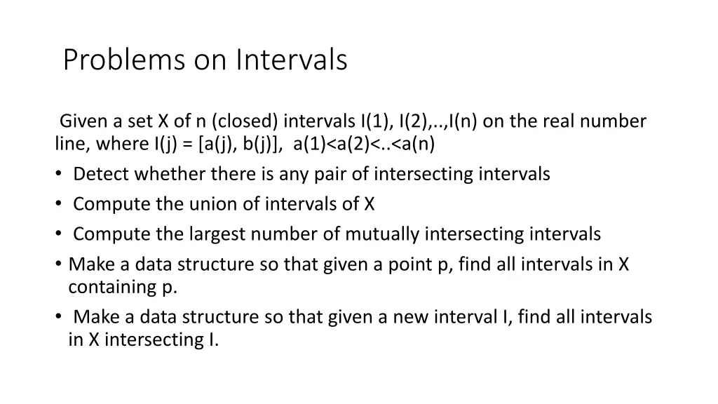 problems on intervals