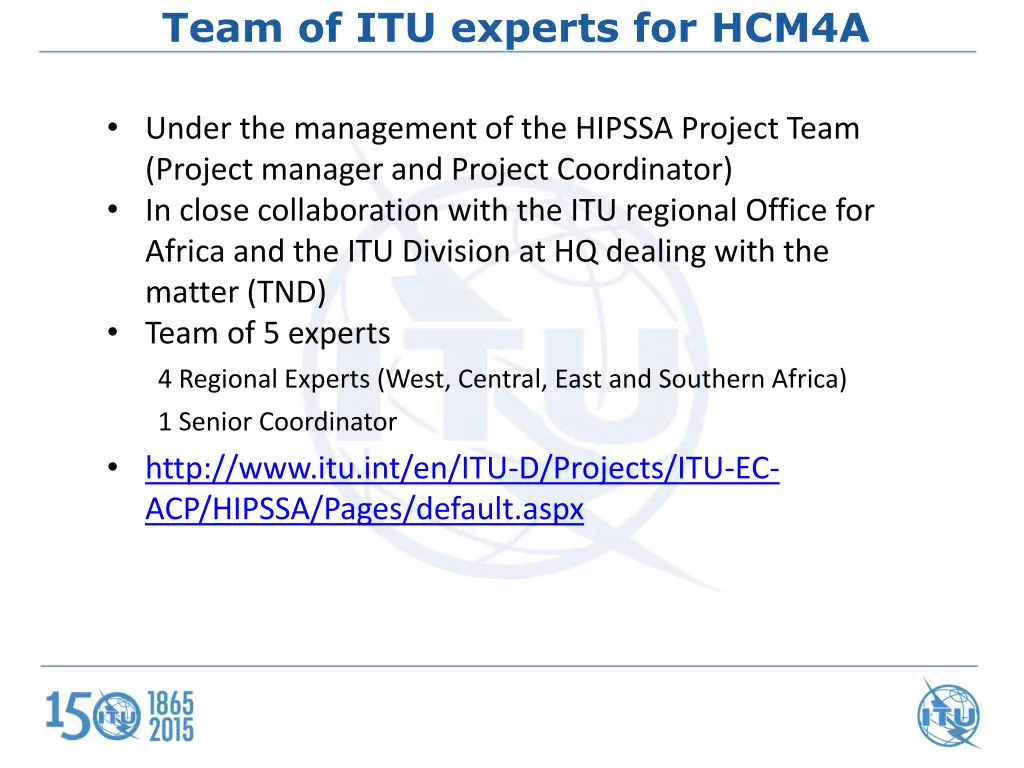 team of itu experts for hcm4a