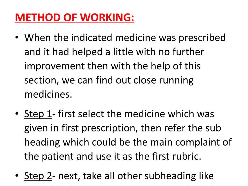 method of working